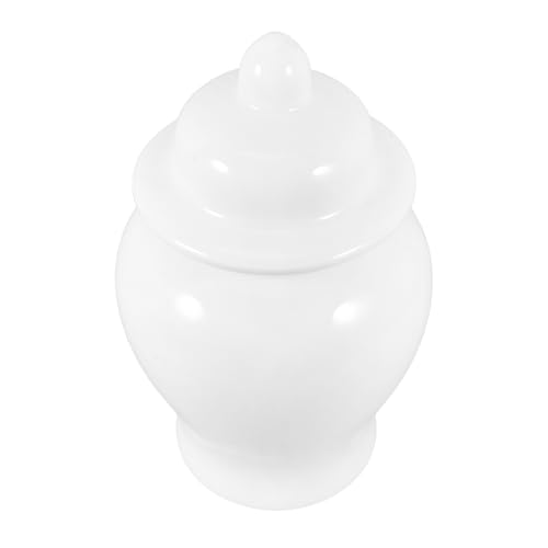 Levemolo Tarro Pequeño de Cerámica Blanca con Tapa, Bote Decorativo para Almacenamiento en Cocina y Hogar, Tarro Decorativo para Sala, Jarro de Cerámica para Té y Café, Adecuado