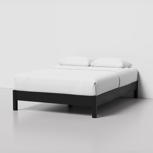 Image of LIFEMENT Full Bed Frame Signature Wood Platform, Noise Free, Under Bed Storage, No Box Spring Needed, Easy Assembly, Black