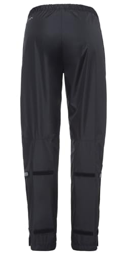 VAUDE Regenhose Damen Fluid Full-Zip Pants II, schwarz - Größe 44, wasserdichte Outdoorhose - Wassersäule 10.000 mm, Fahrradhose atmungsaktiv & Winddicht, 2-Lagen Überhose schnell überziehbar