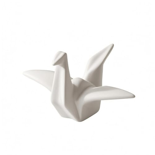 ZGUZMCMK Decorativa de Cerámica Adorno Estilo Superficie Esmaltada Detalle Geométrico Ornamental Adecuado para Mesa Salón Recámara, Blanco, Grulla De Papel Blanca Esmerilada