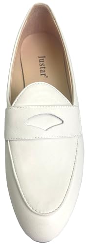 Image of Justar Women's Leather Penny Loafers Slip on Dress Flats Shoes for Women