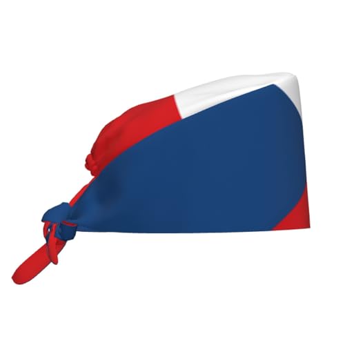 YYHWHJDE Breathable Work Hat Flag of The Czech Republic Prints Adjustable Comfortable Chef Hat for Women & Men Black