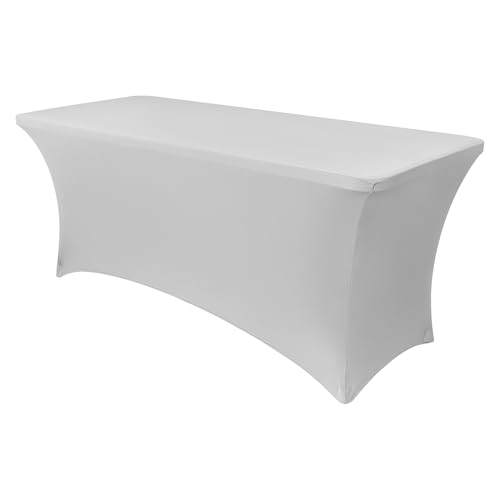 Obstal 6ft Stretch Spandex Table Cover for Standard Folding Tables - Universal Rectangular Fitted Tablecloth Protector for Party