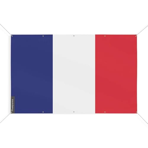Drapeau France 190 x 285 cm à oeillets pour fêtes et façades