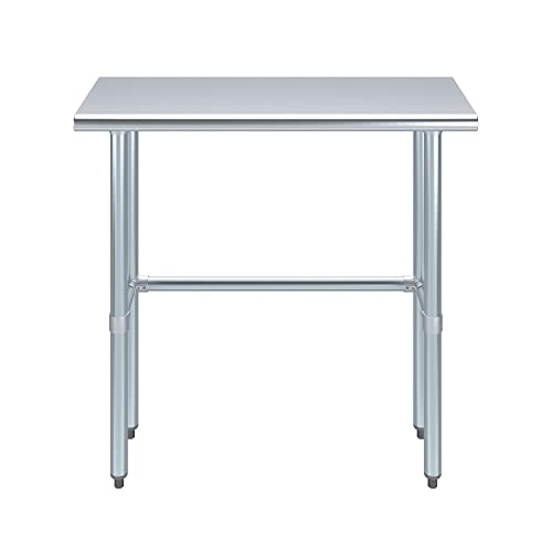 Image of AmGood Stainless Steel Work Table Open Base | Metal Work Bench (Stainless Steel Table Open Base, 36 inch Long x 14 inch Deep)