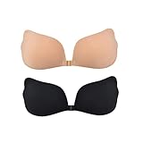 mejor sujetador adhesivo push up 【Aumenta el efecto de los senos】Sujetador sin tirantes se adapta a copas B, Sujetador adhesivo único en forma de mango, mientras que el diseño de cierre de botón en el medio para ajuste proporciona el máximo apoyo y escote, puede moldear mejor sus senos y resaltar su profundo V.