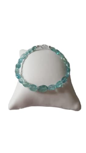 Bracelet en perles d'apatite ajusté de 7 pouces avec fermoir robuste