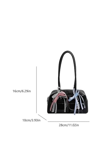 Women's Zipper Shoulder Handbags Double Strap Underarm Bags Y2K Japanese Purse4