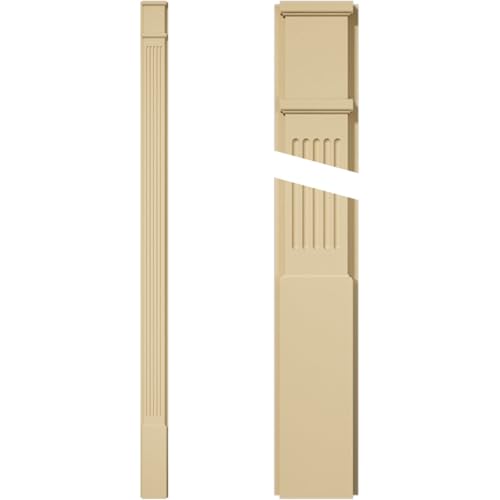 Signature Urethane Fluted Pilaster w/Decorative Capital & Base, 6"W x 108"H x 2"P (Pair), Base Can Be Trimmed Up to 6 5/8", High Density Milled Urethane, Factory Primed Tan, Sold As Pair
