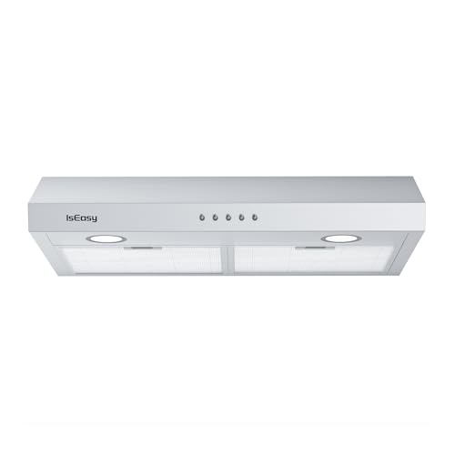 IsEasy 30 inch Stainless Steel Under Cabinet Range Hood, Slim Kitchen Vent Hood Ducted with 500 CFM 3 Speed Controls, 5-Layer Aluminum Filters (silver-3)