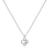 JeweBella Halskette Damen Silber 925 Verstellbare Herzkette Gold Silber Rosegold Charm Kette mit Herz Anhänger Vergoldet Herzkette Halskette für Damen Freundin Frauen Mädchen