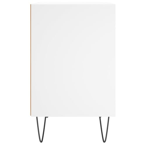 Table de Nuit en Bois d'Ingénierie Blanc avec 2 Compartiments - 7