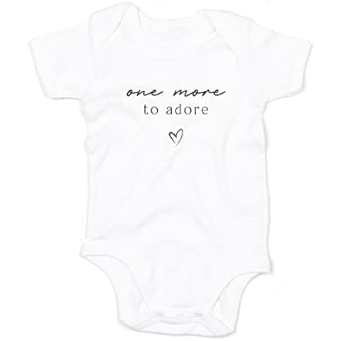 Pregnancy Baby Announcement Coming Soon Newborn One More To Adore Baby Bodysuit Vest Unisex Baby Bodysuits Cotton Short Sleeved Boys Girls Cover