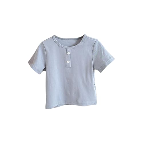 Beessbest Kids Boys Henley Shirts Solid Crewneck Button Down Short Sleeve Casual Tops Tees 12Months-9Years