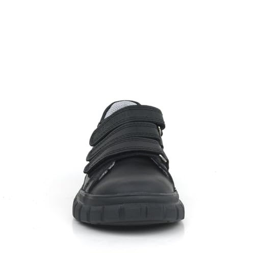 Image of SIRRI Boys Black Leather School Shoes, Formal Smart Back to School Trainers