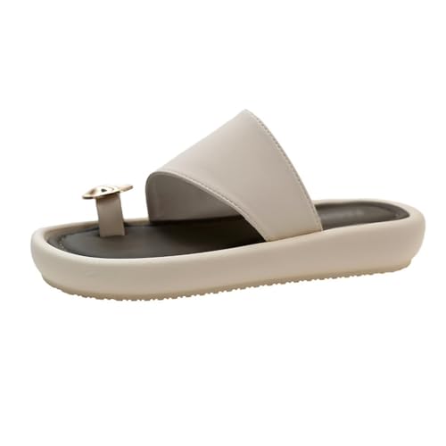 Slippers for Women's Outerwear Toe Buckle Thick Sole Sandals Vacation Beach Shoes Soft Sole Anti Slip(40)