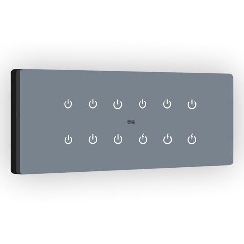 Image of IOTICS Smart Wifi Switch Board: 12 x Switch Module. Touch Control, Remote, App Control. Voice Compatible with Alexa & Assistant. Smart Touch Switch Board For Home Automation (Grey)