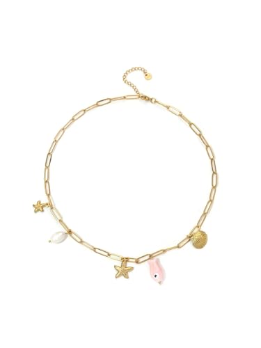 Collier perle naturelle et acier inoxydable au fini marin élégant et durable