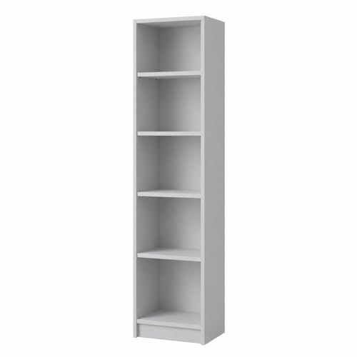 Arrocco Librería con 5 baldas Abiertas, 50x31x183 cm, Estantería Alta y Estrecha para Libros Fabricada en Tablero melaminado, Ideal para almacenaje y decoración en salón, Dormitorio u Oficina