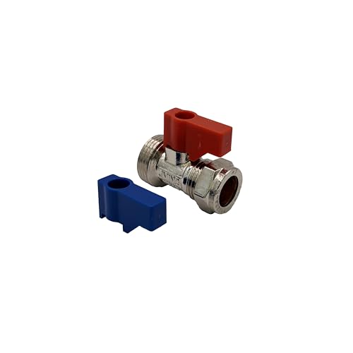 PlumbEZ Straight Washing Machine Valve Brass Isolation Valve 15mm x 3/4 Inch for Hot & Cold Water Supply Compact Appliance Plumbing Fitting for Washing Machines & Dishwashers