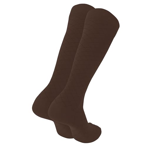 Image of Truform Pattern Compression Socks, 8-15 mmHg, Men & Women's Diamond Knit Dress Socks, Knee High Over Calf Length, Charcoal, Medium