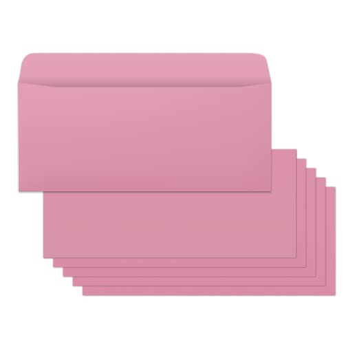 Business Envelops, 200-Pack #10 Pink Envelopes, Standard Square Flap, Gummed Seal, Perfect for Invitations, Office, Checks, Letter, Mailing, Crafts, Printable, Windowless, 4-1/8 x 9-1/2 Inches