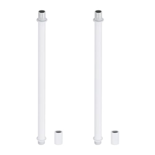 Image of PATIKIL Straight Pipe Lamp Stems Rod Kit, 2 Set M10 Carbon Steel 200mm(7.87 inch) Long Double End Thread Rod with Coupling Nuts Sleeve Connector for Table Lamps Chandeliers,White