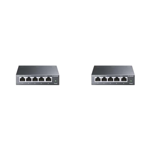 Image of TP-Link TL-SG105S 5-Port Desktop Gigabit Ethernet Switch /Hub, Ethernet Splitter, Plug & Play, no Configuration Required, Steel Case, Green Ethernet Technology (Pack of 2)