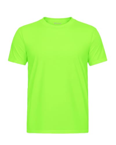 Miccina Boys Neon Shirt Kids Athletic Short Sleeve Rash Guard T Shirts for Boys Girls Dry Fit Sports Undershirt Tops