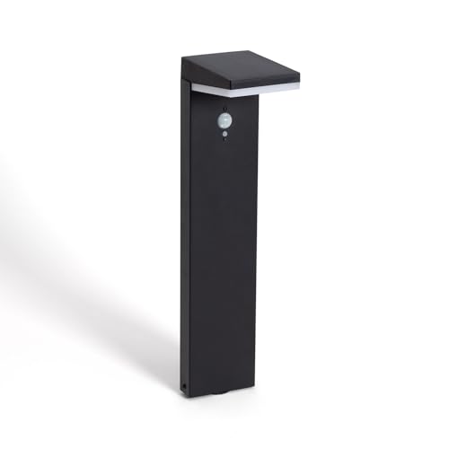 Balise extérieure LED solaire aluminium noir 50cm avec capteur de mouvement