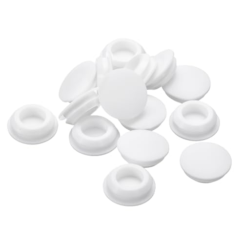 Image of uxcell 26 Pcs Silicone Plugs, Rubber Round Snap in Locking Hole Plugs for 15.5-17mm Hole, Hole Stoppers Waterproof Hole Plug for Metal Tube, Furniture End Caps Inserts, White