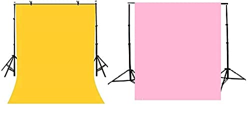 Maccraft Combo of 2 Photography Background Cloth Backdrop Curtain Cloth for Photoshoot Video Making YouTube Channel Green, Blue, Grey, Black, Pink, Red, Yellow Color Pack of 2 (Yellow and Pink)