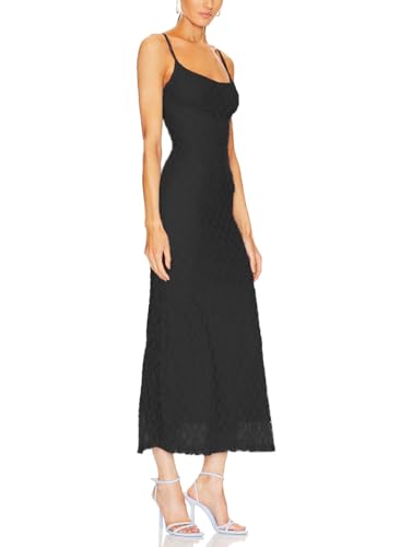 Image of Women Spaghetti Straps Lace Mesh Maxi Dress Backless Mermaid Wedding Dress | Floral Lace Mesh Wedding Guest Dress Fully Lined Adjustable Strap Bodycon Dress Cocktail Party Formal Evening Gown Date Night