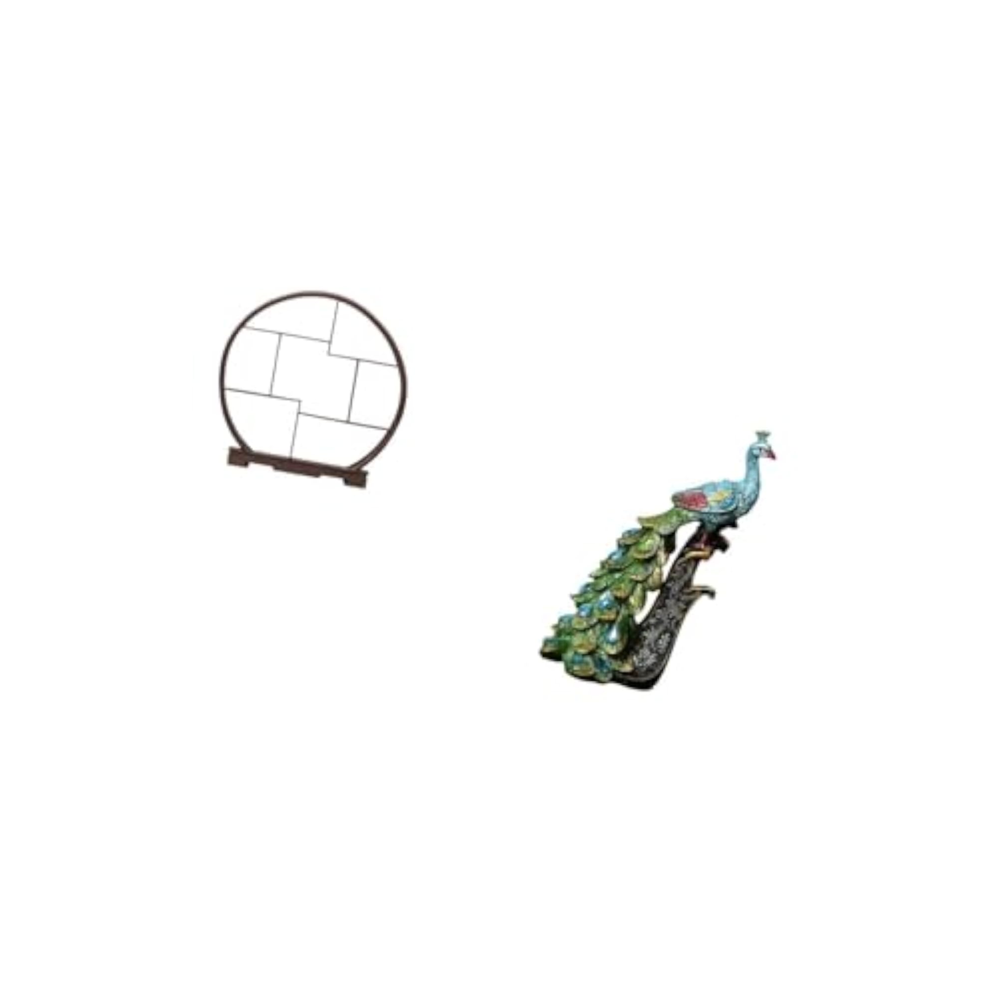 Wood Display Stand Peacock Statue Home Décor Organizer