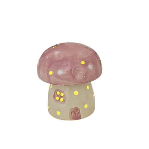 Nuziku Mushroom Light, Hollowed Mushroom Night Light, Ceramic Mushrooms Lamp, Cute Night Lights, Battery-Powered Mushrooms Table Lamp for Baby Children Toddlers Women Teen Girls