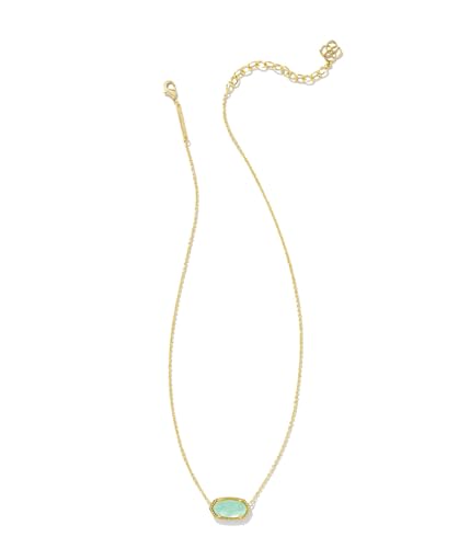Image of Kendra Scott Elisa Pendant Necklace Gold Light Green Mother Of Pearl One Size