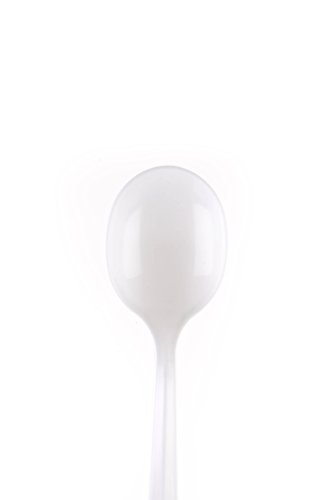Disposable Plastic Cutlery Spoons (50 Count) - White Disposable Plastic Spoons Medium Weight - Great for Soups, Kitchen, Office, Togo, Lunch, Cafeterias, Restaurants by EcoQuality
