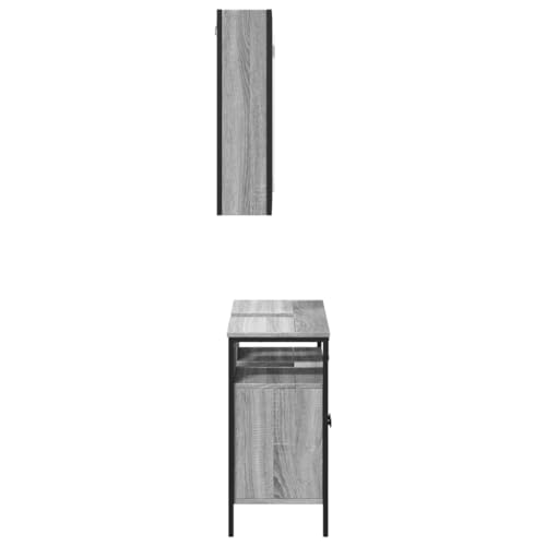 Muebles de baño Sonoma gris con armario espejo y mueble bajo lavabo 7