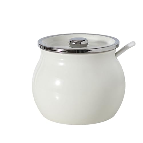 Colector de grasa, recipiente de grasa de tocino con tapa y cuchara, olla de grasa de cerámica, 0.4 L/13.5 onzas, lata de almacenamiento de aceite de cocina usado para freír caliente, resistente a