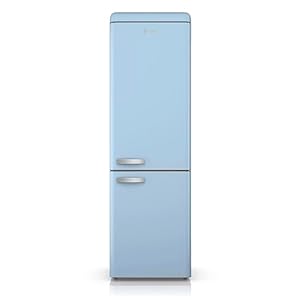 Swan Retro 70/30 Fridge Freezer with 4 Glass Shelves, 3 Freezer Drawers, Salad Crisper, Chrome Wine Rack, Blue, SR11010BLNE
