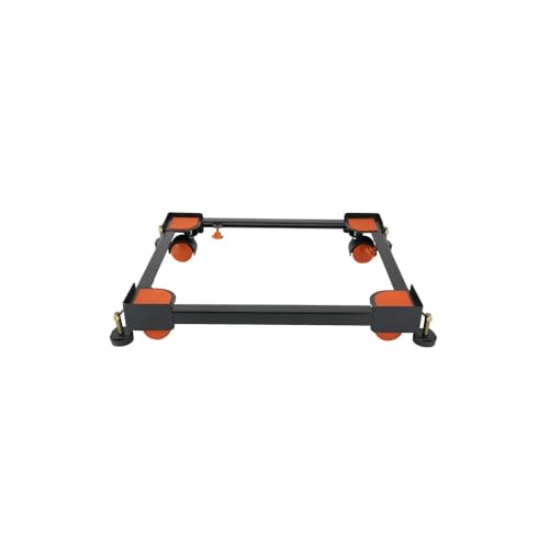 Image of SoraChi Adjustable Iron Washing Machine Stand with Wheels | Elevates Appliances to Prevent Water Damage & Reduce Vibrations | Universal Fit for Washers & Refrigerators (Black Orange)