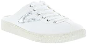 TRETORN Women's Easy Nylite Mule Sneaker, White/Silver, 7.5 | Image 3