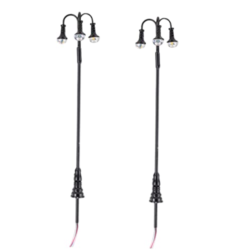 GARVALON 2pcs Landscape Lamp Head Road Lamp Decorations for House Sand Table Decor Safe Materials Warm Light Charming Miniature Street Miniatures