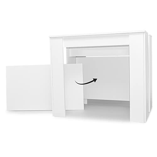 FRANKYSTAR Fortino Table console extensible de 50 à 250 cm table extensible table escamotable design moderne avec finition blanche jusqu'à 12 places. – vue 6