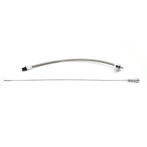 Transmission Dipstick for GM 4L60E Flexible Braided Hose Firewall Mount