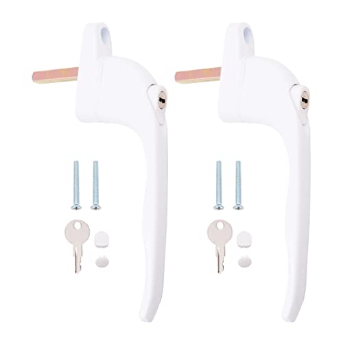 WANGCL Lot de 2 poignées de fenêtre universelles blanches en UPVC avec clés de 40 mm