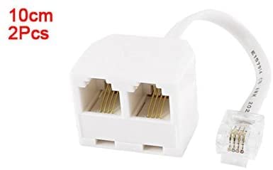XYWHPGV 6P4C RJ11 Dual Female to Male Telephone Cable Splitter Adapter 2pcs (5cd34 e80ef bd0b7 1c972 70836 0320b