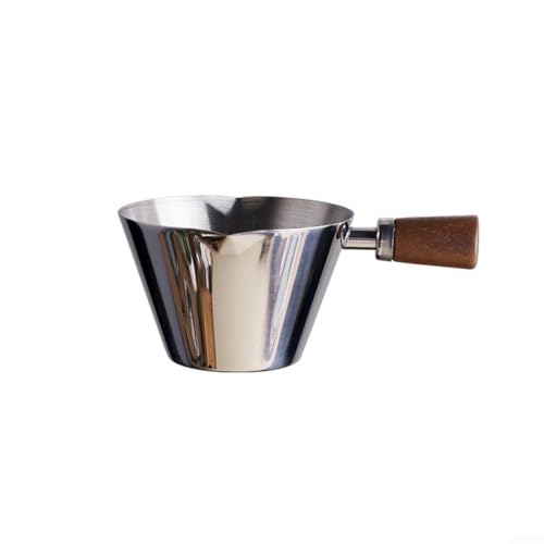 ComfyHarbor Taza de café de acero inoxidable Espresso Cup 90ML con mango de madera anti escaldado para entusiastas del café (plata)