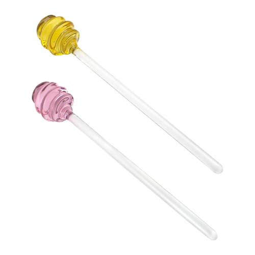 BESTOYARD 2piezas Varillas De Vidrio para Miel Cucharas Reutilizables De Cristal para Mermelada Agitadores para Jarros De Miel Utensilios De Cocina Creativos