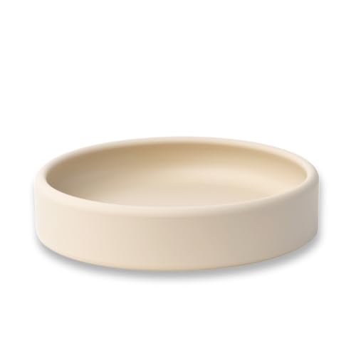 APLAINR Solid Plate, Weighted Baby Toddler Plate, Silicone Plates for Baby, No-Division Kid Plates, Microwave & Dishwasher Safe Silicone Plate for Toddlers, No BPA, Oat Cream